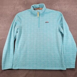 Chubbies Mens‎ Large 1/4 Zip Fleece Pullover Sweater Blue White Marled Weekend